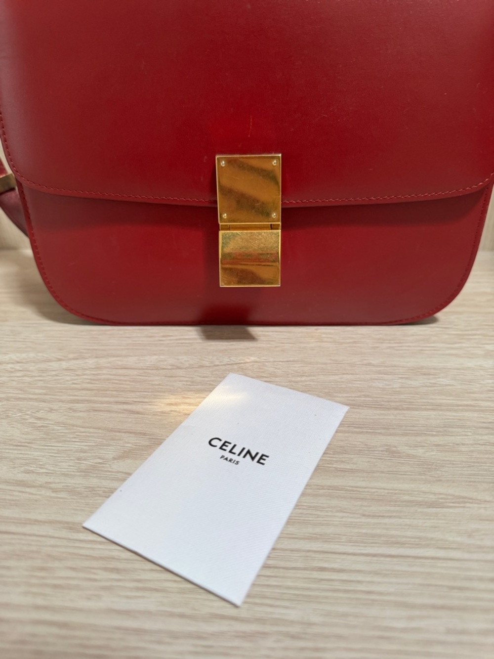 Celine Red Leather Box Bag with Gold Hardware - Picture 2 of 9